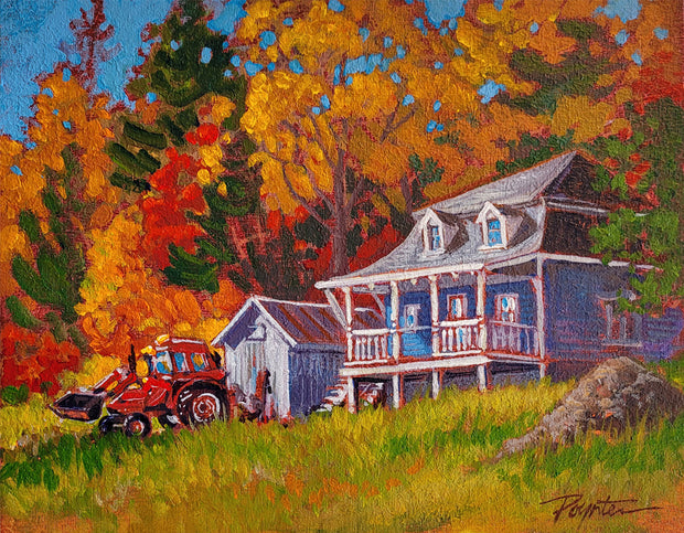Red tractor-Blue cottage